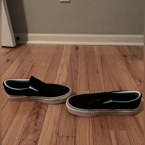 Women’s Vans black leather classic slip on, size 9